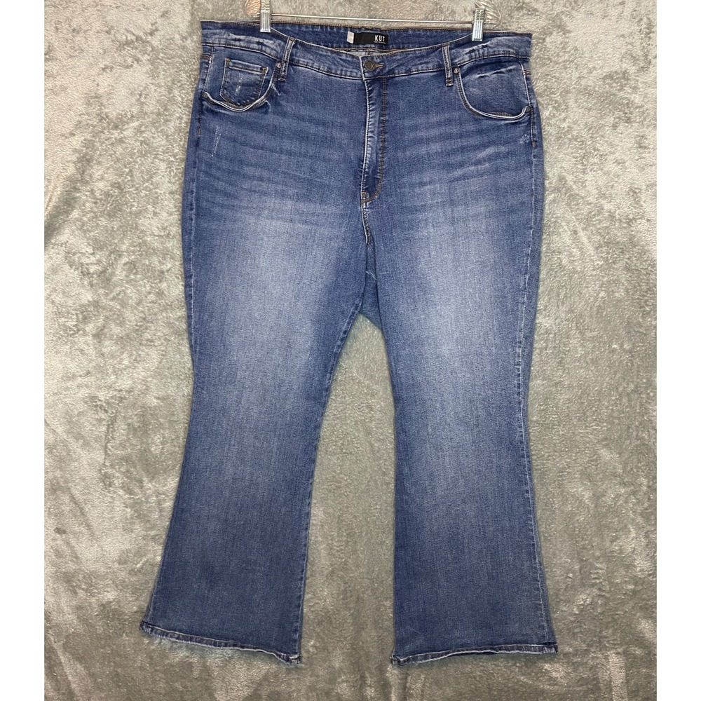Kut from the Kloth Women Ana High Rise Fab Ab Flare Stretch Denim Jean 24W Plus